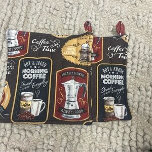 Coffee-Themed Quilted Pot Holder Gift Set- Brown/Dark Red